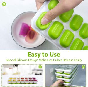 Moldes de silicona ecológicos para helados LA, no tóxicos, duraderos, para hacer bloques de hielo cuadrados, fáciles de desmoldar, moldes de silicona para cubos de hielo. - Product Image 3