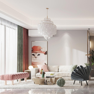 Lámpara de Araña de Cristal con Conchas Marinas Estilo Japonés Nórdico, Iluminación Moderna, Minimalista y Elegante para Sala de Estar, Comedor y Habitación de Invitados - Product Image 5