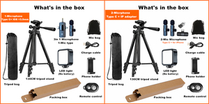 Micrófono de solapa 3 en 1, soporte de trípode de 53 pulgadas, luz LED, Kit de creación de vídeo <span class=keywords><strong>Vlogging</strong></span>, micrófono inalámbrico para Tiktok, YouTube, grabación de Vlog - Product Image 6