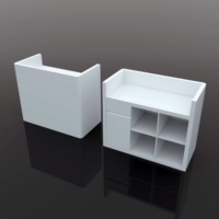 Comptoir d'accueil simple et incurvé, comptoir d'accueil élégant, laque blanche, petit comptoir d'accueil élégant, table de bar de centre commercial, caissier de magasin