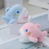 Porte-clés Peluche Requin Mignon de 4 Pouces, Rembourrage Coton PP, Visage Brodé, Unisexe, Animal en Peluche pour Décoration de Sac à Dos, Souvenir
