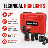 Clé à chocs électrique sans fil 16V BMC Set BP-IW16B, embout 1/2 pouce, couple élevé 220 Nm, avec 2 batteries et 1 chargeur