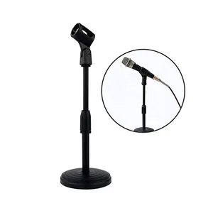 Desktop Microphone Stand, Adjustable Table Mic Stand with Non-Slip Metal Base for Table Karaoke Microphones Upgraded Version