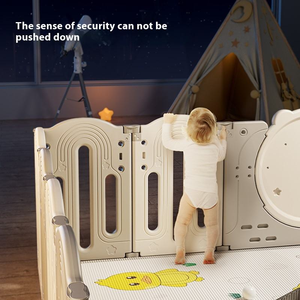 คอกกั้นเด็กแบบพลาสติกดีไซน์ทันสมัยสำหรับใช้ในบ้าน พร้อมรั้วป้องกันเด็กและแผ่นรองคลาน - Product Image 5