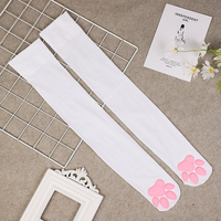 Chaussettes Bioserica Era 3D Patte de Chat, Coussinet en Silicone 3D, Chaussettes Cosplay Mignonnes Lolita JK Antidérapantes Longues