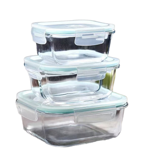 Verre japonais micro-ondable 400ml Rangement rectangulaire noir Ensemble de cuisine multifonctionnel Portable 2 pièces Organisateur d'épices - Product Image 1