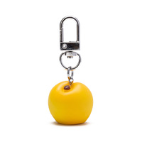 Schattig 3D geel perzik karabijnhaak sleutelhanger plastic fruit hanger tas charme groothandel aangepaste logo UV-print mode accessoire