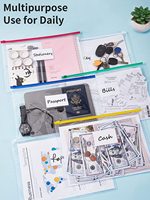PVC A4 bleu fermeture éclair curseur sacs en plastique étanche Document portefeuilles fichiers dossier fermeture éclair sacs pochette pour bureau école