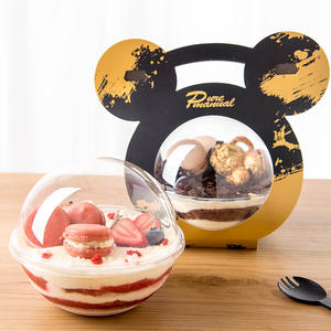 Bola de plástico transparente al por mayor, bola redonda de Mousse, caja FruityMix, caja para dulces, caja con mango transparente, cuchara para ensalada y fruta, bola transparente - Product Image 1