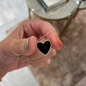 Collar de Plata de Ley 925 con Corazón y Diamantes de Circonita Cúbica, Colores de Piedras Preciosas: Ónix, Madreperla, Lapislázuli, Turquesa, Malaquita, Collar de Piedra <span class=keywords><strong>Natural</strong></span> - Product Image 3