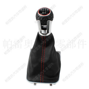 Pomo de palanca de cambios de cuero con costuras rojas ergonómico para Volkswagen Golf 7, transmisión manual de 5 velocidades - Product Image 3