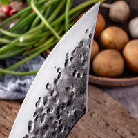 Couteau de boucher professionnel de 7 pouces-Couteau de cuisine en acier inoxydable avec manche en bois pour hacher la viande