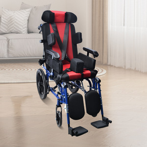 Children's Manual Wheelchair Lightweight Reclining Folding <b>Push</b> Chair With Headrest And Safety Belt For Rehabilitation Use - Product Image 1