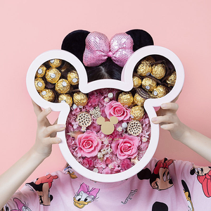 Uxury-cajas personalizadas con forma <span class=keywords><strong>de</strong></span> Mickey Mouse, caja <span class=keywords><strong>de</strong></span> embalaje <span class=keywords><strong>de</strong></span> flores <span class=keywords><strong>de</strong></span> chocolate, <span class=keywords><strong>regalo</strong></span> sorpresa para flores y chocolates con tapa superior transparente - Product Image 3