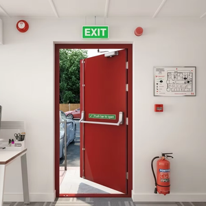 <span class=keywords><strong>Porta</strong></span> Antincendio in Acciaio Rosso con Barra Antipanico, <span class=keywords><strong>Porta</strong></span> di Emergenza <span class=keywords><strong>a</strong></span> Singolo <span class=keywords><strong>Battente</strong></span> Ignifuga per Edifici Commerciali - Product Image 1
