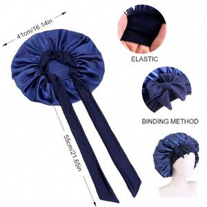 Nouvel arrivage : Bonnet en satin extra large pour cheveux longs et bouclés – Utilisation quotidienne en extérieur, style formel, toutes saisons, soin des cheveux - Product Image 3