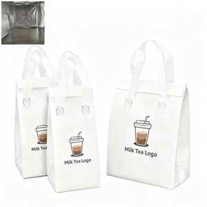 Sac isotherme personnalisé en non-tissé avec logo, en aluminium, pour livraison de café, sac thermique pour plats à emporter, prix de gros pour café - Product Image 1