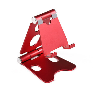 Aluminum Alloy Foldable Phone Holder Red Desktop <b>Stand</b> For <b>Tablets</b> And Smartphones - Product Image 1