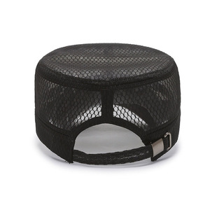 Snapback Cap Breathable Mesh Flat Top Hat For Men Outdoor Sun Protection Black - Product Image 1