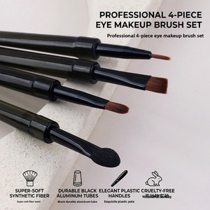 Ensemble de pinceaux de maquillage pour les yeux, 4 pièces, fibres synthétiques, manche court transparent, mini kit de pinceaux professionnels - Product Image 3