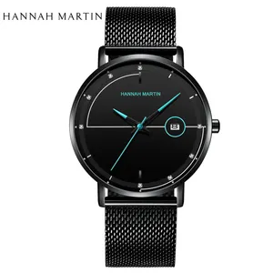 Часы Hannah Martin с заводским оригинальным дизайном, модные японские наручные часы с циферблатом, деловые, на заказ, Классические мужские часы с календарем