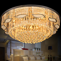 Lustre à Led rond doré, décoration classique, hôtel, café, cristal, Restaurant, plafonnier suspendu