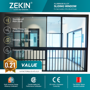 Ventana Corredera de Aluminio Directo de Fábrica, Certificación CSA NOA, Aislamiento Térmico, Ahorro de Energía, Doble Acristalamiento Templado - Product Image 1