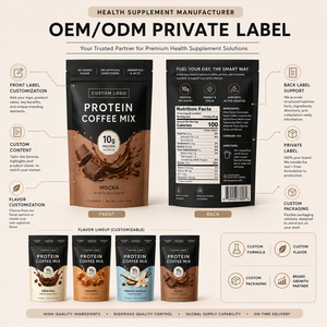 Mélange de café protéiné en poudre Marque Blanche Saveurs Originale, Caramel, Vanille, Mocha – Soutient les muscles, booste l'énergie – OEM ODM Échantillon Gratuit - Product Image 5