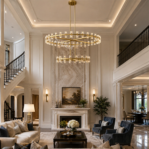 Lampadario a due livelli rotondo a LED in cristallo K9 Arcachon per villa americana, soggiorno, <span class=keywords><strong>sala</strong></span> da pranzo, illuminazione di lusso, decorazione per la <span class=keywords><strong>casa</strong></span> - Product Image 3