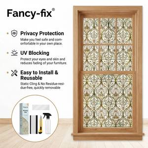 Autocollants de fenêtre en film PVC Fancyfix Modern Honeysuckle Ogee (non autocollants) pour isolation thermique et décoration de vitres - Product Image 2