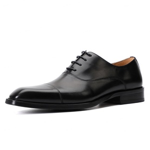 Chaussures habillées décontractées en cuir véritable pour hommes, style britannique, à lacets, en cuir de vachette pleine fleur, à trois empiècements, pour le printemps - Product Image 1