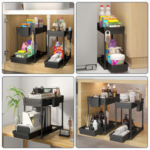 Étagère de rangement pour armoire de cuisine de haute qualité, design breveté, 2 niveaux, tiroir coulissant en plastique, organisateur sous <span class=keywords><strong>l</strong></span>'évier - Product Image 4