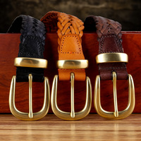 Ceinture personnalisée en cuir tressé avec boucle à ardillon pour femme, idéale pour jeans et robes, fabrication OEM