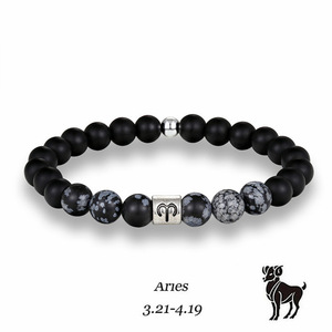 Semplice A Buon Mercato Braccialetto <span class=keywords><strong>di</strong></span> Fascino Nero Onyx <span class=keywords><strong>Fiocco</strong></span> <span class=keywords><strong>di</strong></span> <span class=keywords><strong>Neve</strong></span> Perline <span class=keywords><strong>di</strong></span> Pietra Fortunato In Rilievo 12 Zodiaco Braccialetto Degli Uomini Delle Donne <span class=keywords><strong>di</strong></span> Pietra Naturale Rotonda - Product Image 2