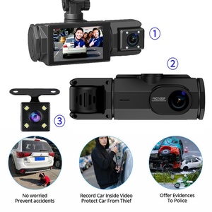Dashcam 3 objectifs voiture boîte noire DVR 1080P Dash Cam caméra avant arrière et intérieur Cam Avto vidéo-enregistreur pour voiture - Product Image 4