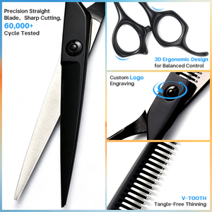 Forbici Professionali per Taglio e Sfoltimento Capelli in Acciaio Inossidabile 440C, 5,5 o 6 Pollici, Affilate, Nere, per Barbieri e <span class=keywords><strong>Parrucchieri</strong></span> - Product Image 3