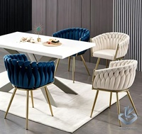 Chaise de salle à manger moderne en velours, style traditionnel, avec pieds en métal, pour l'extérieur, les hôtels, les salons et les tables basses