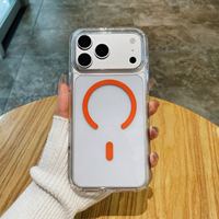 Coque de téléphone antichoc magnétique transparente 2-en-1 TPU+PC style Ins pour iPhone 18 Pro Max avec chargement sans fil