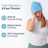 Masque oculaire réutilisable intégré avec système coulissant pour soulager les maux de tête 360 °   Chapeau de compression avec gel rafraîchissant pour soulager les tensions, les stress et les migraines