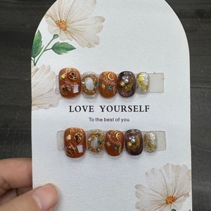 Uñas Postizas Rosadas Encantadoras al por Mayor con Pedrería 3D, Uñas Acrílicas Hechas a Mano, Uñas Postizas con Logotipo Personalizado - Product Image 3