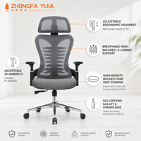 Chaise de jeu ergonomique pivotante Zhongfa avec dossier en maille, style arête de poisson, accoudoirs réglables 2D, confortable