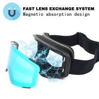 Masque de ski sans monture, lunettes de sport, bande élastique réglable, magnétique personnalisé, vente en gros, noir