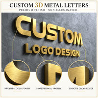 Enseigne murale professionnelle de haute qualité, logo 3D en métal pour réception, lettres dorées brossées, enseigne de devanture non éclairée