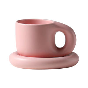 Taza de café de cerámica nórdica con asa, juego de taza y platillo bonitos para oficina y hogar, para té y leche - Product Image 5