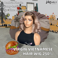 Perruque longue en cheveux humains vierges vietnamiens prête à être expédiée, densité 250 %, frontale complète pour dentelle transparente sans colle, livraison immédiate