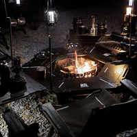 Muebles Multifuncionales para Acampar al Aire Libre, Mesa de Barbacoa Desmontable Plegable Hexagonal de Aleación de Aluminio y Madera, Juego Completo