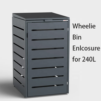 Boîtier de poubelle à roulettes durable KVS 240L pour l'extérieur Bac de rangement écologique en acier galvanisé robuste avec pieds réglables