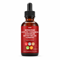 Gouttes liquides à base de plantes composées personnalisées OEM contenant de la berbérine, de la cannelle, du chrome, du melon amer et du curcuma pour soutenir le métabolisme corporel