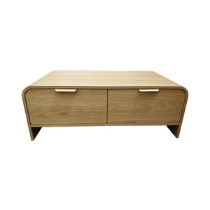 Mesa Auxiliar Moderna de Madera con Borde Curvo en Arco, 2 Cajones, Muebles de Sala de Estar, Mesa de Centro Económica para Sala de Estar - Product Image 1