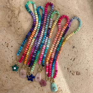 Bohemian Natural Crystal Diamond Pendant <b>Necklace</b> Colorful Beaded Neck Chain Summer <b>Beach</b> Dopamine Stainless Steel Material - Product Image 4